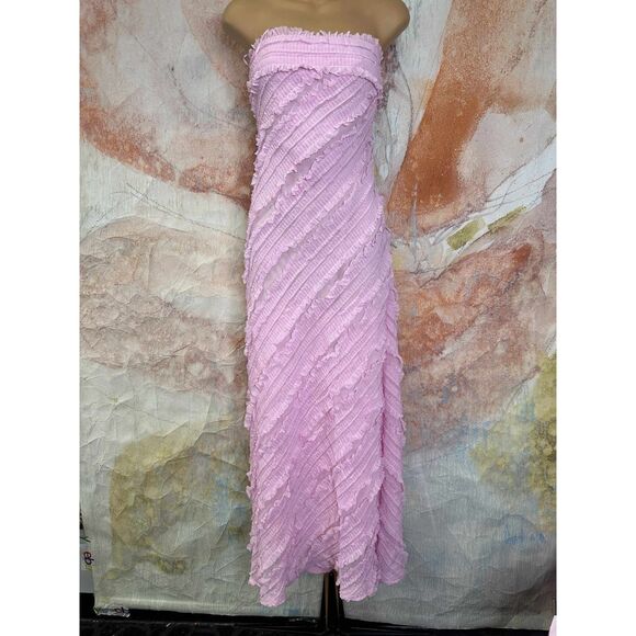Anthropologie Endless Rose Strapless Textured Column Midi Dress - Picture 10 of 13